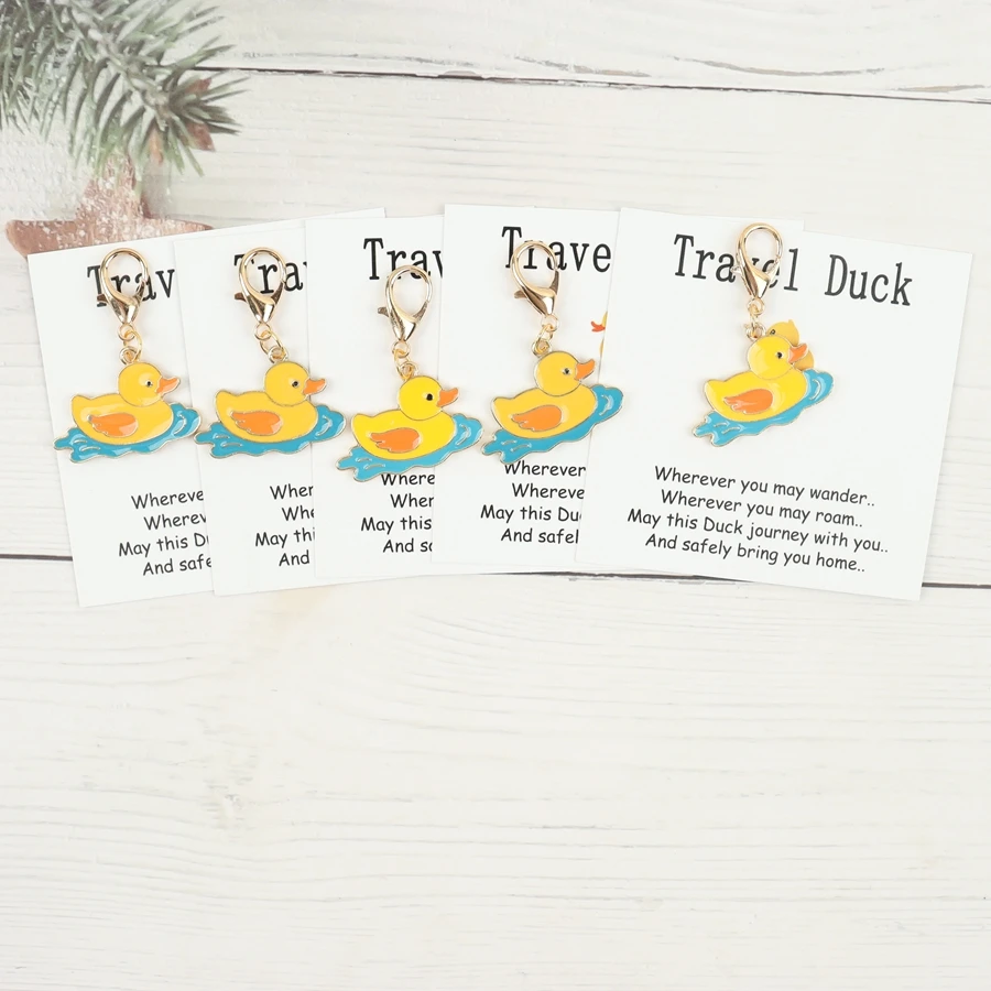 5 Travel-Themed Little Yellow Duck Keychains, Hanging Ornaments That Symbolize Companionship, Ideal Gifts for Friends, Besties, and Family Members