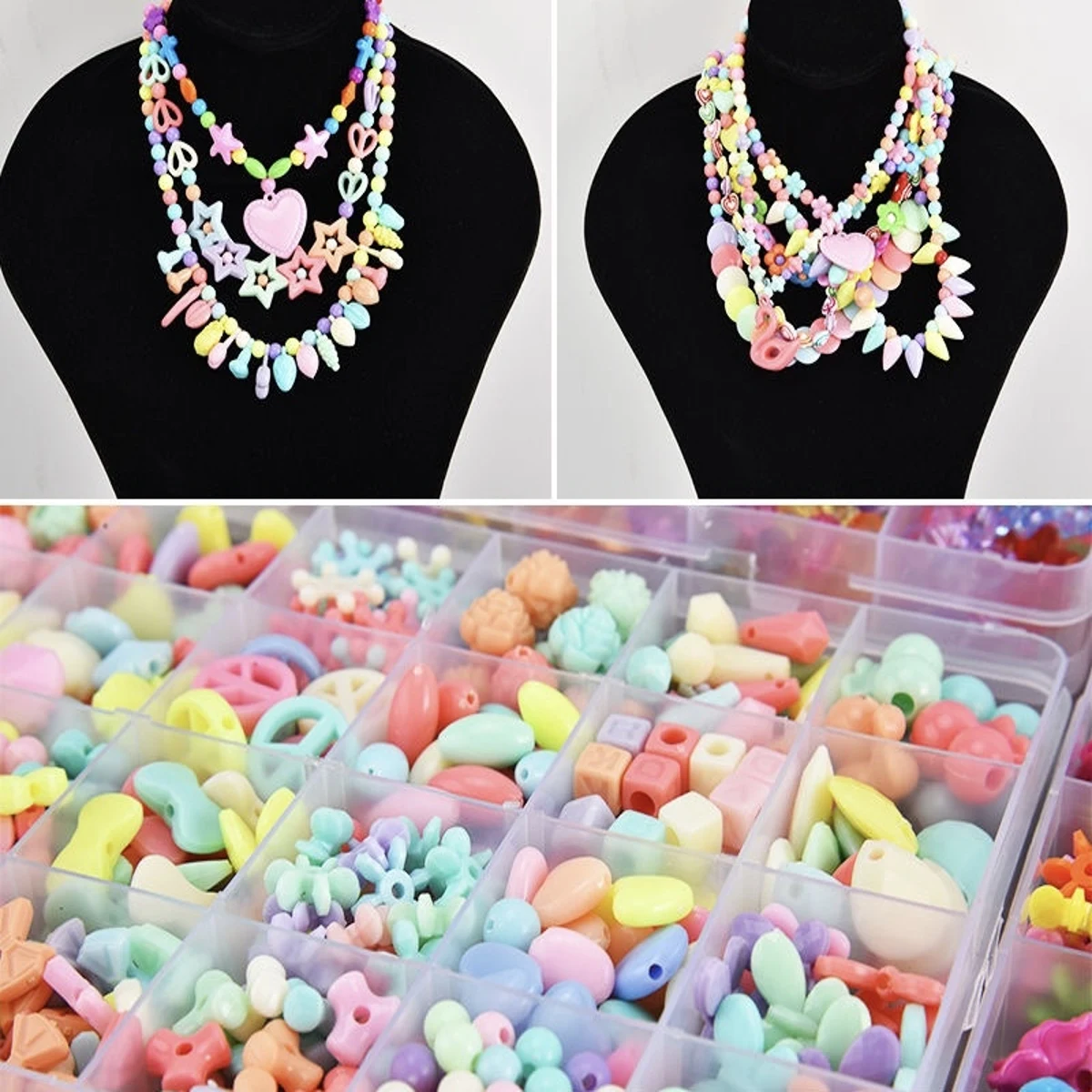 2024 Kids Set toy Glitz Press  Children's DIY Beaded Toy Girl Creative Making Hand Kawaii Color Decorations Accessories gift