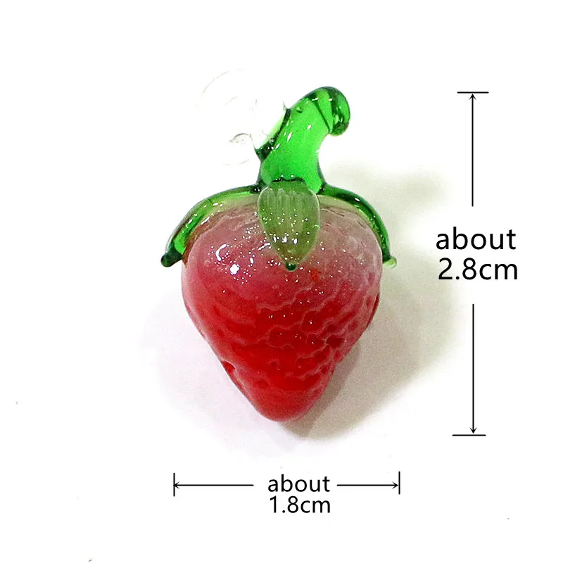 Colorful Cute Glass Strawberry Charm Pendant Mini Fruit Berry Ornament for Diy Jewelry Making Accessories or Xmas Party Trinkets