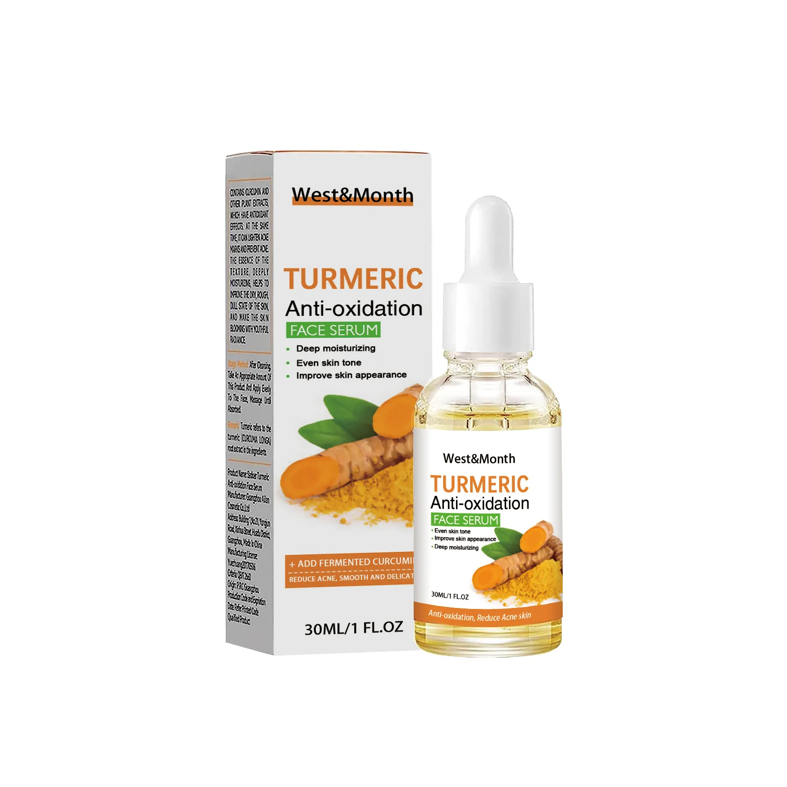 Turmeric Face Serum Fade Melanin Freckle Anti-Oxidant Lighten Acne Marks Brighten Nourish Moisturizing Repair Essence Skin Care