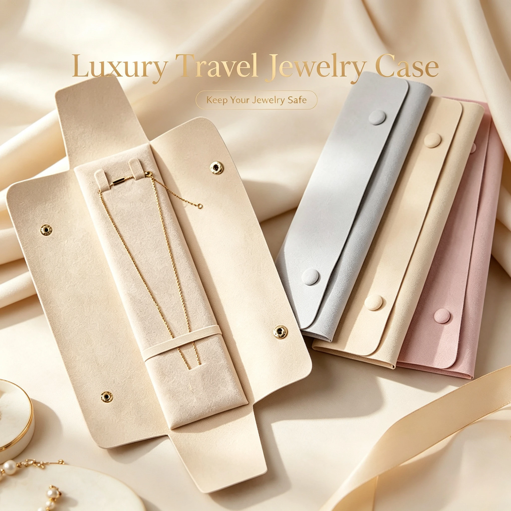 Microfiber Necklace Storage Bag Bracelet Pouch Portable Jewelry Organizer Bags Women Multi-Functional Snap Pouch New