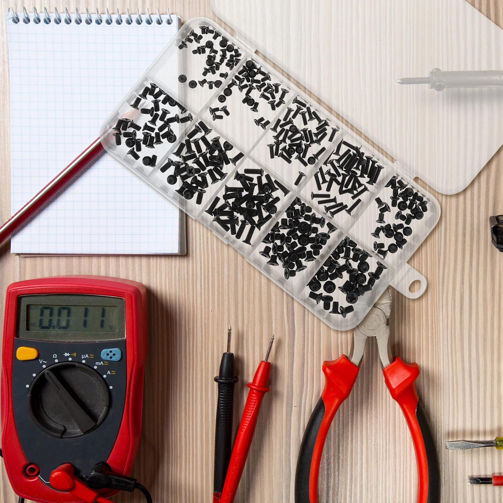 

300 pcs Black Flat Head Screws Oxide Coated Corrosion Resistant For Indoor Outdoor Use Machine Screw Kit Pan Head Screw