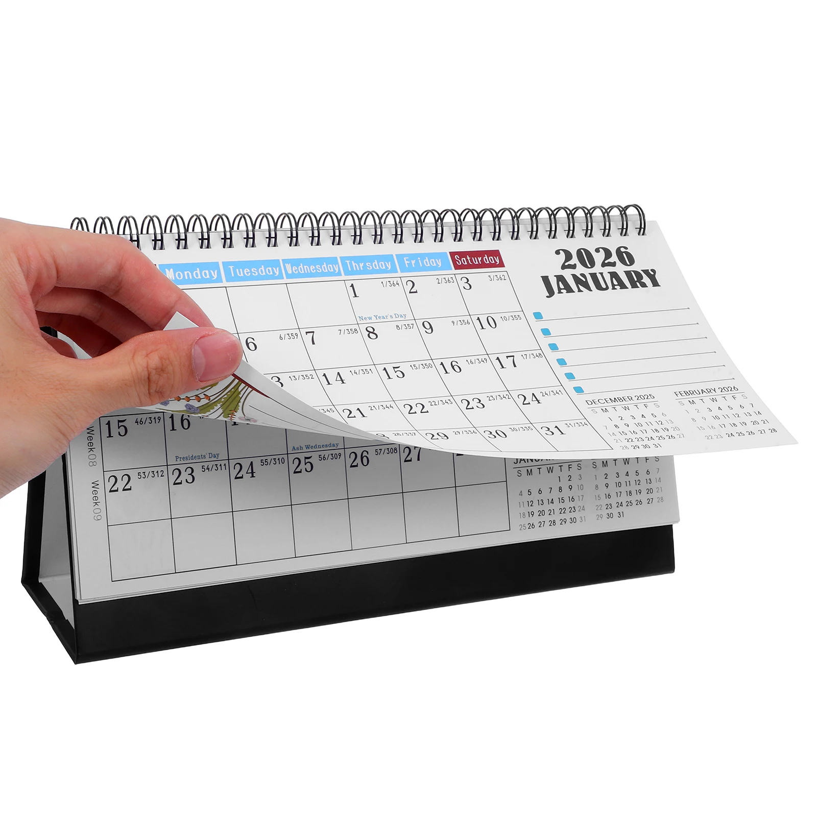 

2Pcs Minimalist Desk Calendar 2026 Elegant Spiral Flip Design Yearly Academic Planner Office Desktop Monthly Organizer