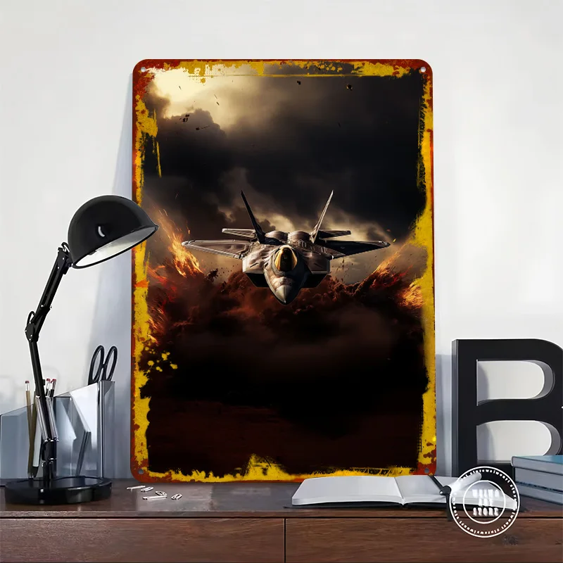 F22 Raptor V12 Tinplate Poster Customized Wall Art Vintage Retro Metal Signs for Garage Decoration Room Luxury Home Decor Items