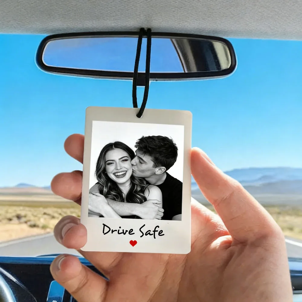 1 Personalized Hanging Car Ornament, Car Rearview Mirror Decoration, Custom Printed Photo Frame Ornament, Ideal Gift for Men, Ideal Gift for Women, Suitable for Boyfriend, Father, Girlfriend, Mother, Family, Friends, Ideal for Anniversaries, Valentine's Day