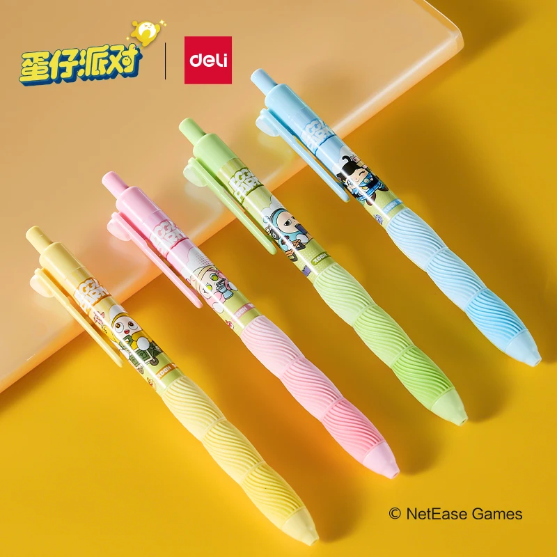 

Deli 4/8 шт. 0,5 мм, черные чернила, кристально-синие чернила, горячая стираемая гелевая ручка Kawaii, канцелярские принадлежности, офисные принадлежности, школьные принадлежности, милая гелевая ручка