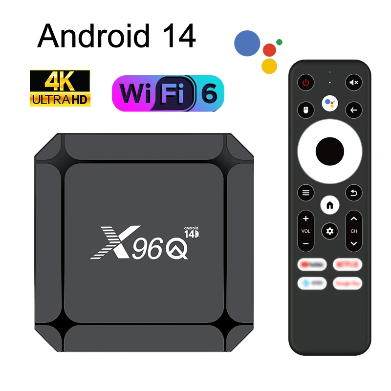 صندوق التلفزيون الذكي Android 14 X96Q Rockchip RK3518 Wifi6 4K صوت مساعد عن بعد مشغل الوسائط Android TV Set Top Box 2GB 16GB #1