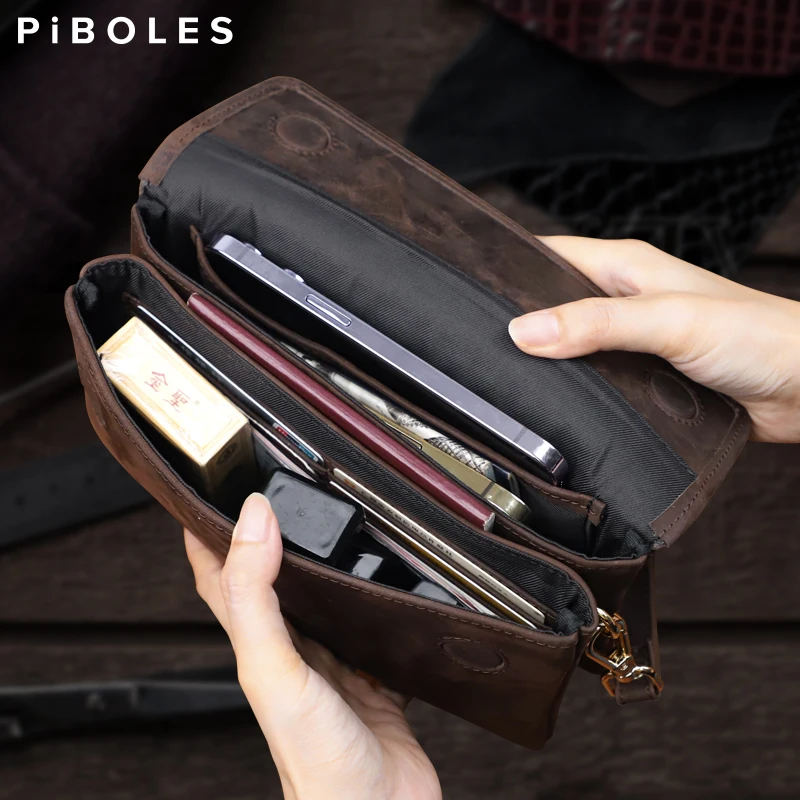 Men\'s Clutch Bags Soft Genuine Leather Men Business Travel Handbags Large Capacity Cable Organizer Clutch Purse