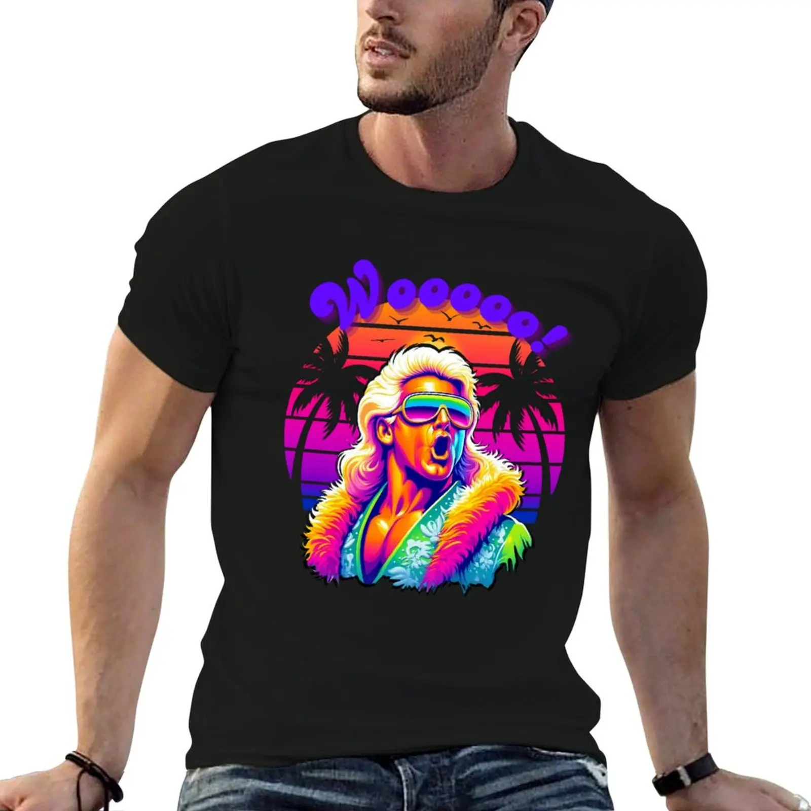 WOOOOO! Energy Statement SUMMER VIBES T-Shirt Large Size Loose Casual Tee