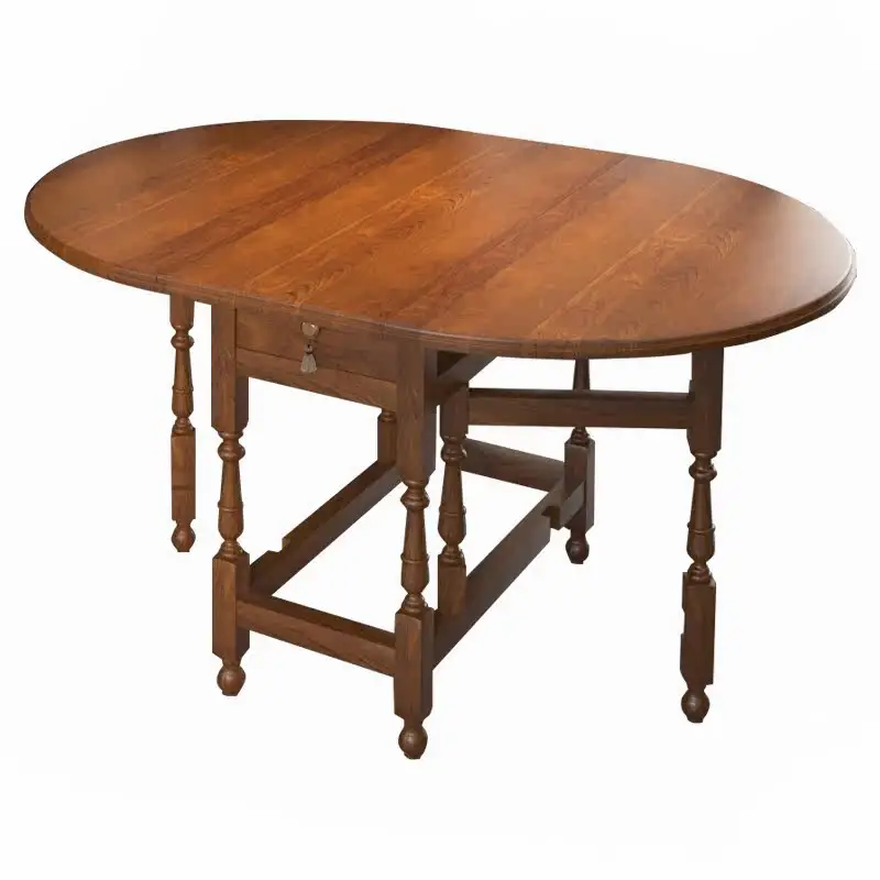 CX grandma's group round table solid wood folding dining table retro oval, simple table