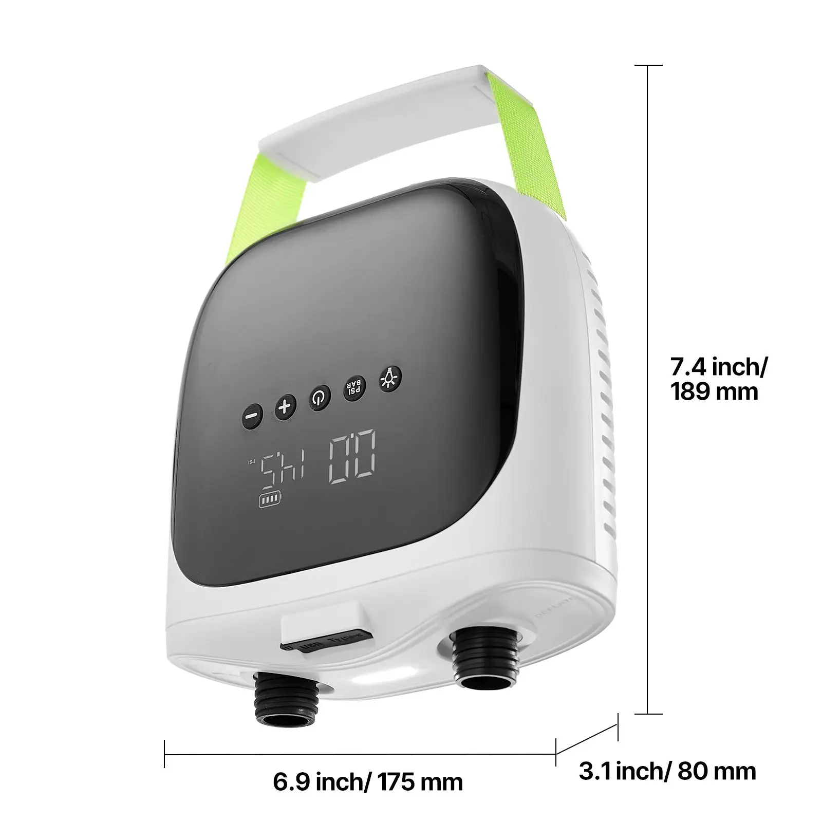 High-Pressure 20PSI Dual Stage Electric SUP Air Pump Auto Deflat Rechargeable Battery Powered Paddle Board Pump Accessory