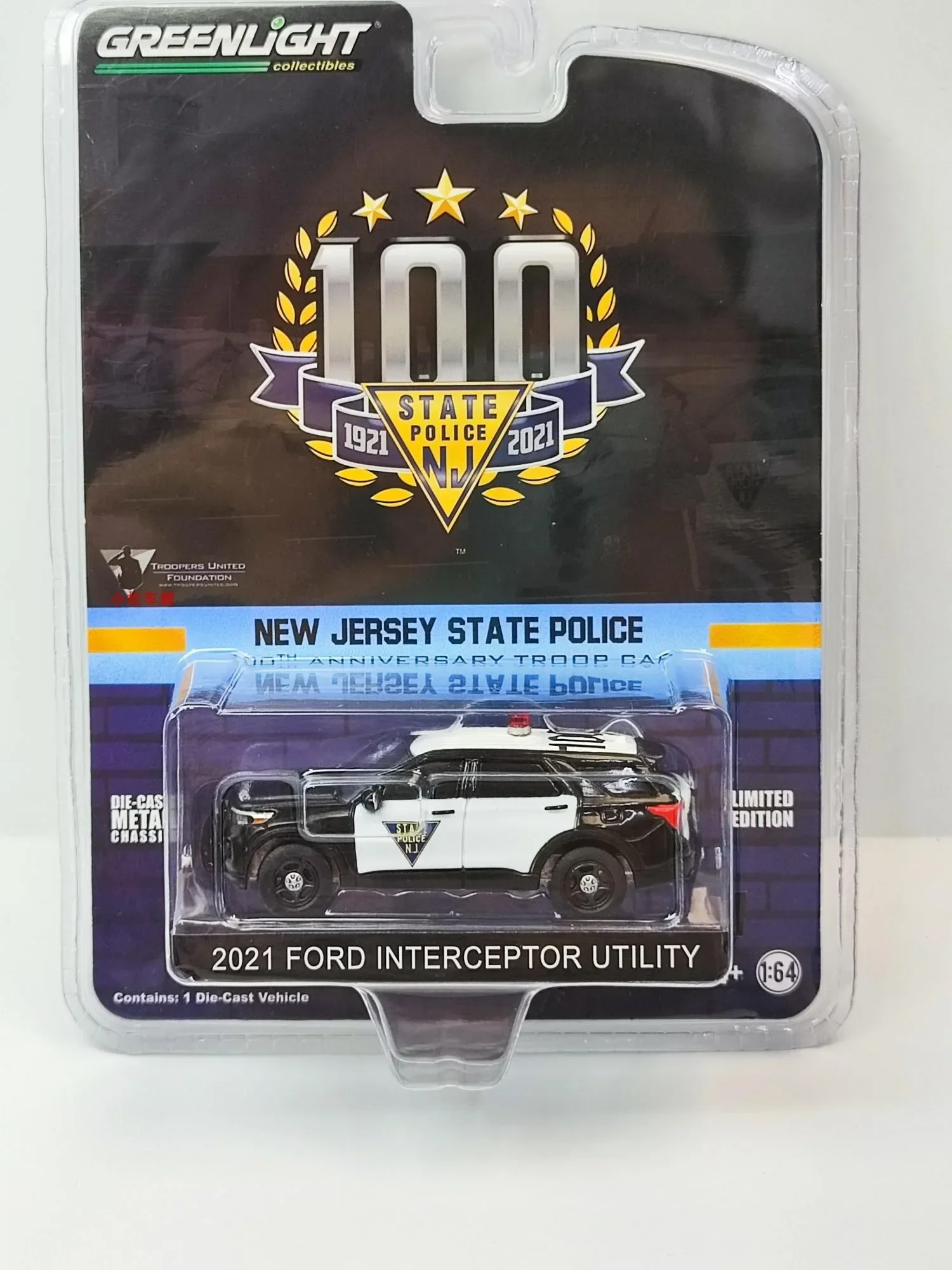 1:64 2021 Ford detektyw intercepcja samochód policyjny edycja z okazji 100. rocznicy Diecast Model samochodu ze stopu metali zabawki na prezent