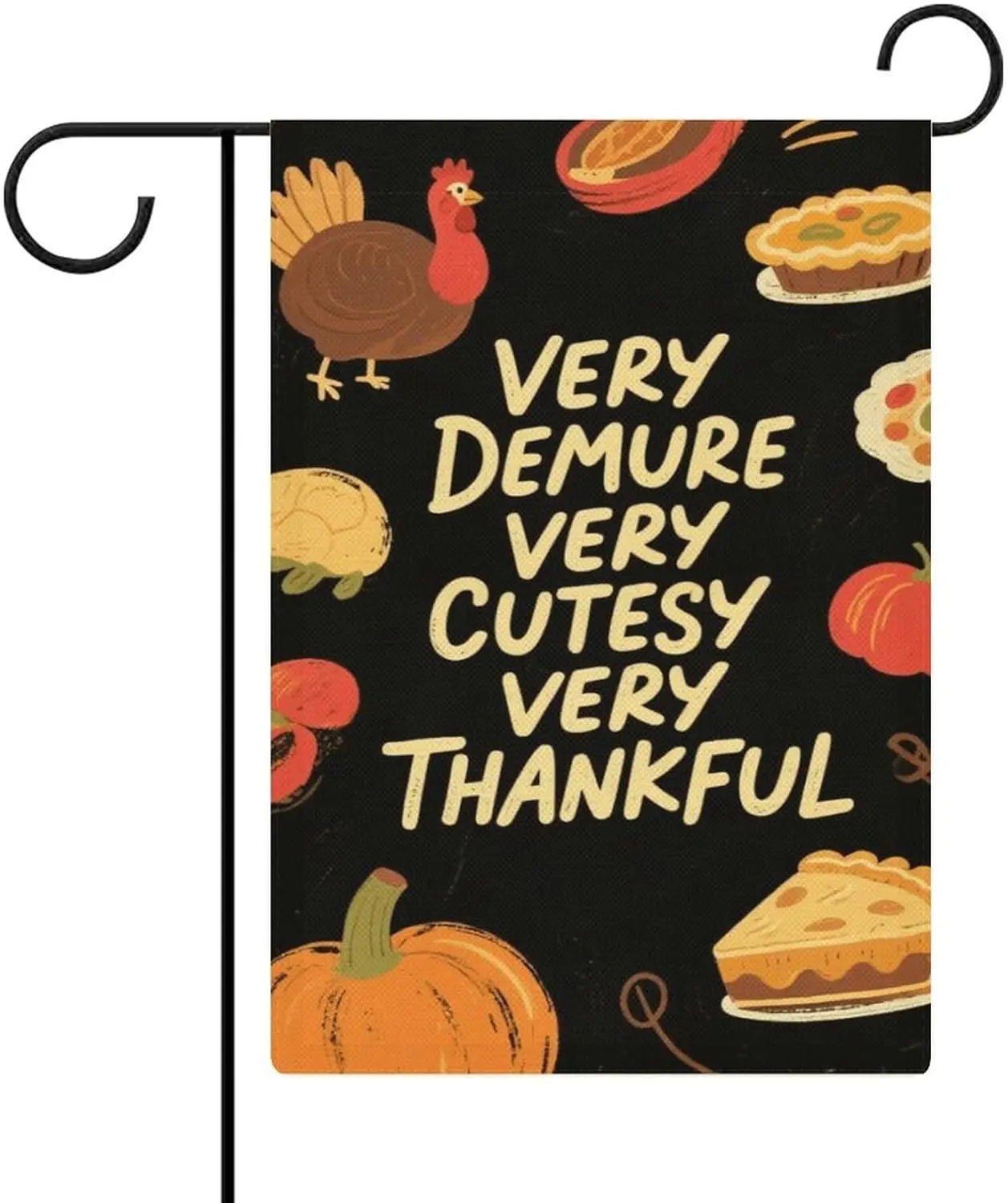 Garden Flag “Thanksgiving Very Demure Cutesy Thankful” Double Sided 12x18 In Burlap Seasonal Yard Decoration for Outside Por EEZ