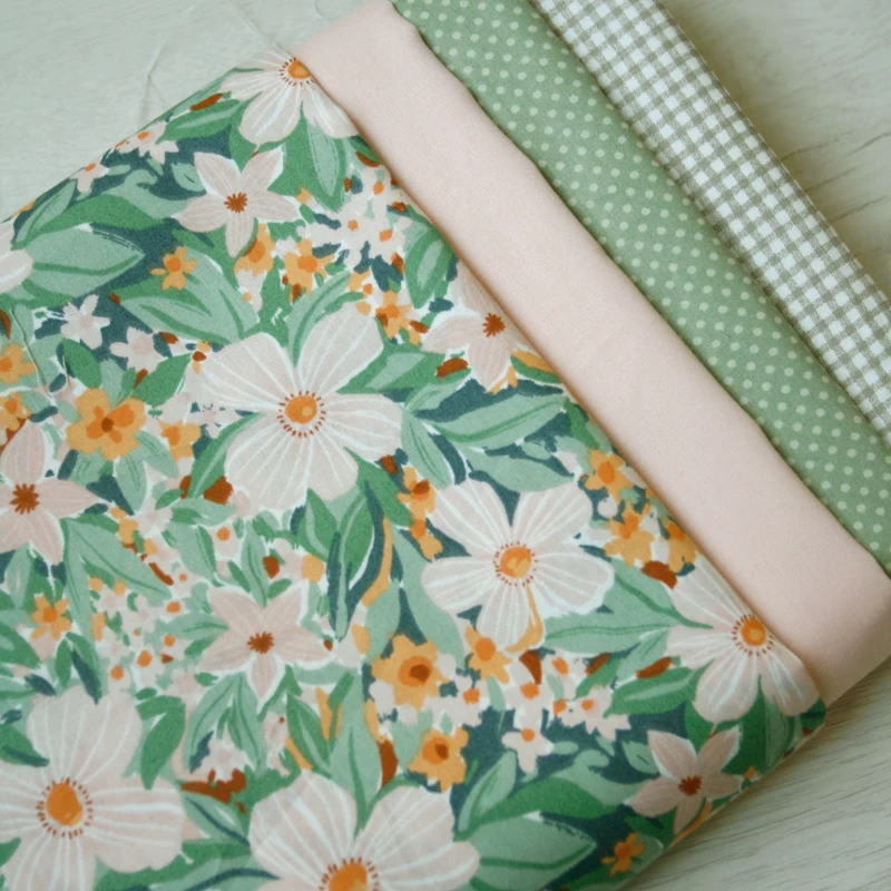 160x50cm Light Green Flower Color Twill Pure Cotton Fabric Cheongsam Dress Clothing Fabric Handmade DIY for Sewing Cloth view 5