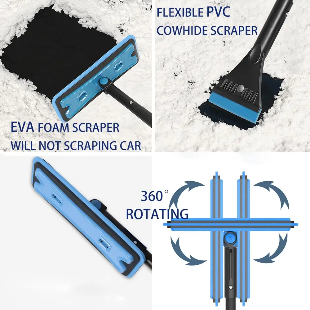 Ev Cotton Brush Snow Removal Shovel Enlarged Thickened Car Windshield Window Ice Scraper Retractable Foam Handle Anti-Scratch