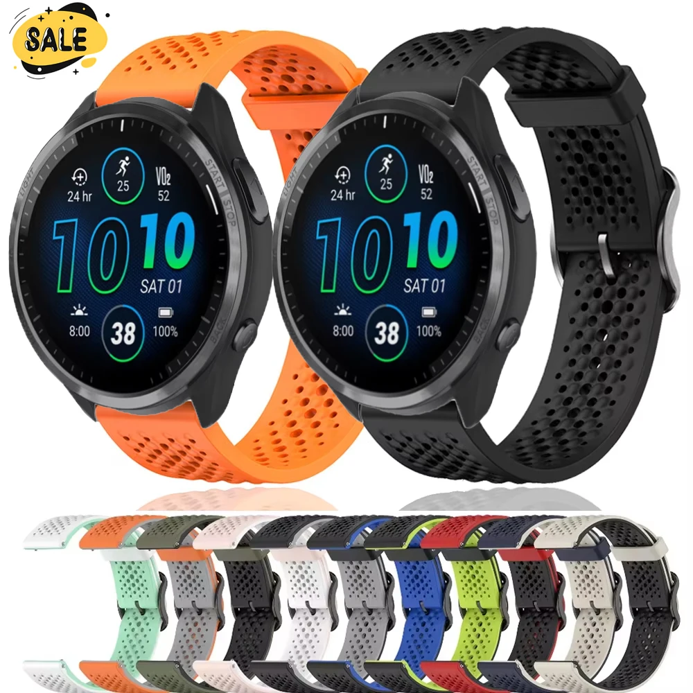 Silicone Strap for Garmin Forerunner 965/955/Venu 3/2 Active 5 Breathable Replacement Wristband Garmin 265/255/Vivomove Trend