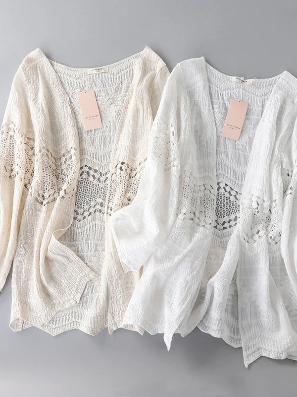 

Женская цветная блузка с вышивкой, свободного кроя, с длинными рукавами, круглым вырезом, из полиэфирного волокна, в европейском стиле, летняя