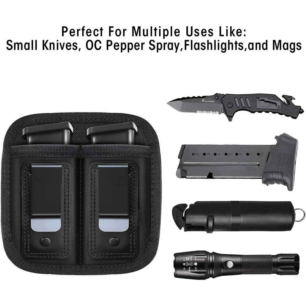 Universal Double Magazine Pouch for 9mm .40 .45 .380 .357 IWB Mag Holster Concealed Cary Double Stack Mag Holder for Glock 19 43