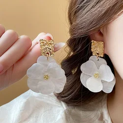 2024 New Exaggerated Acrylic Large Flower Drop Earrings for Women Elegant  Colorful Flower Statement Earrings Jewerly Gifts