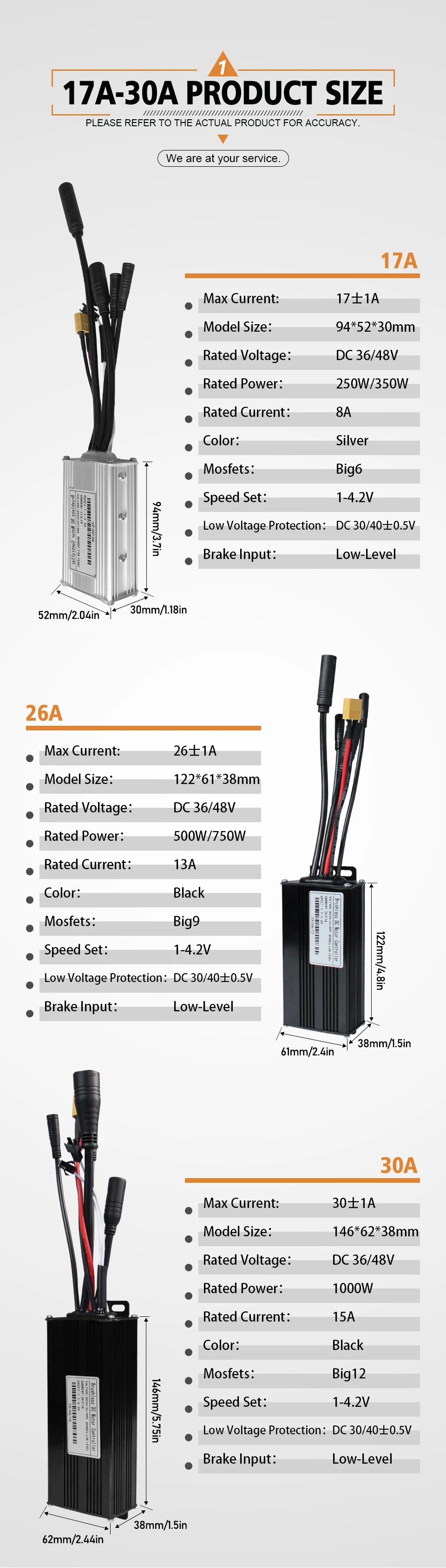 Teile für Elektroroller mit drei Modi, 17 A, 26 A, 30 A, 36 V, 48 V, Sinuswellenstopfen mit S866 S966 S900-Display, Verwendung für 250 W-1000 W Motor – Detail 2
