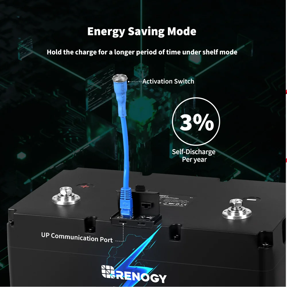 Renogy 12V 100Ah Lithium LiFePO4 Deep Cycle Battery Built-in BMS Backup Power for RV Marine Off-Grid System Maintenance-Free