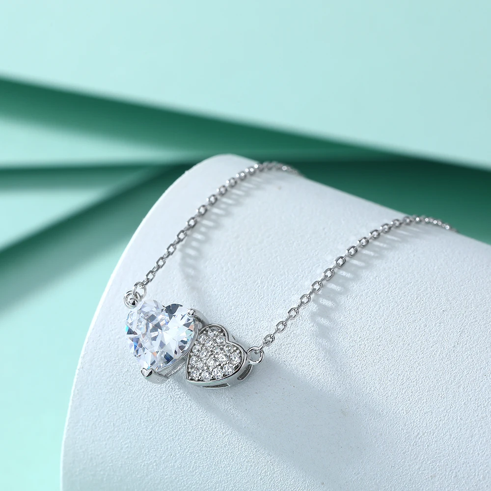

Sun Star Custom 925 Sterling Silver Necklace with Zirconia Heart Pendant for Women Gold & Diamond Chains for Parties