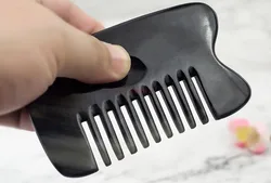 Natural Buffalo Horn Thick Nine Teeth Massage Comb Universal Facial Scraping Comb