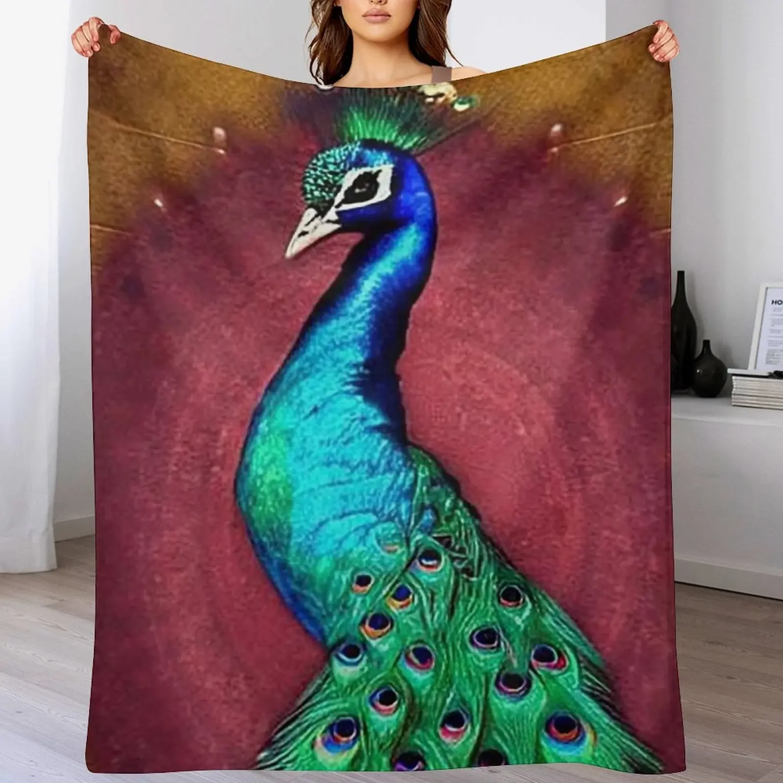 Sophisticated Peacock Throw Blanket Plush Blankets For Baby Multi-Purpose Blankets