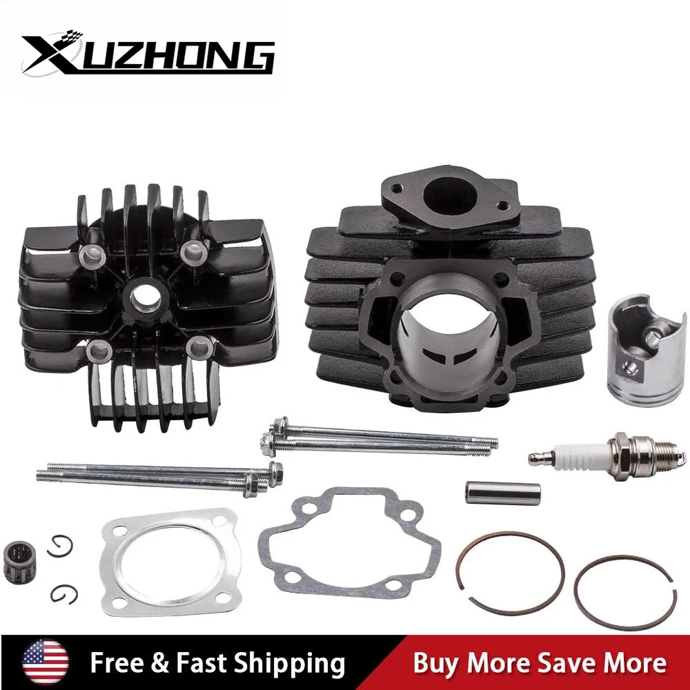 

Polished Aluminum 60CC Big Bore Kit Cylinder Piston Gasket Head Top End For 1981-2009 YAMAHA PW50 Black MP-1206