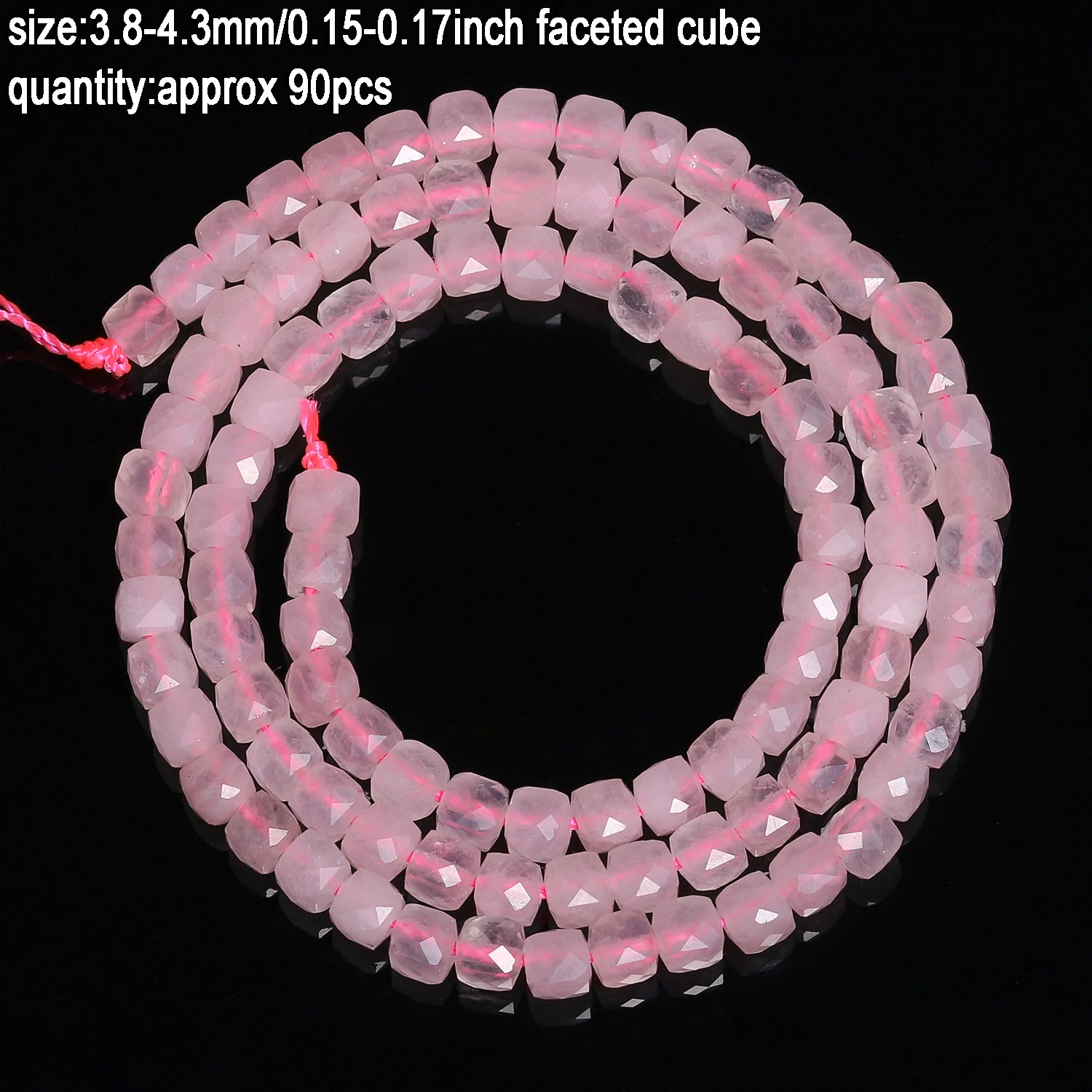 Natural Rose Quartz Beads 3.8-4.3mm Faceted Square Cube Beads Loose Spacer Beads for Jewelry Making Diy Accessories