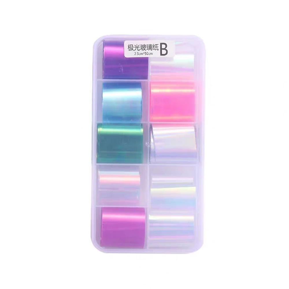 

Tools Mirror Glitter Decal Transfer Paper Nail Foil Film Laser Cellophane Aurora Broken Glass Foils Nails Art Decoration