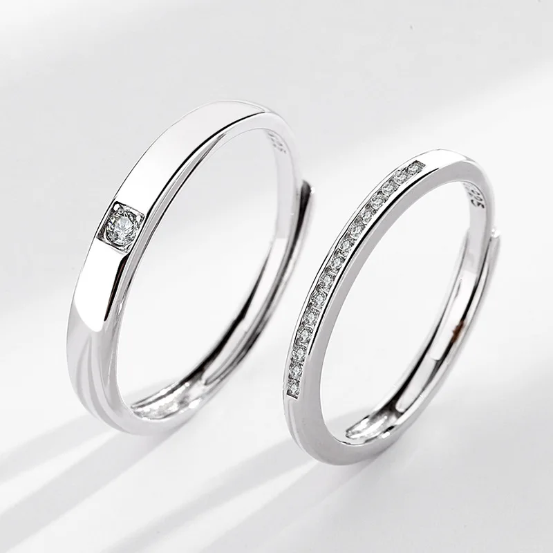 Silver 925 Couple Rings For Women Free Shipping Zircon Wholesale Man Ring Sale 925 Sterling Silver Original Certified Women's