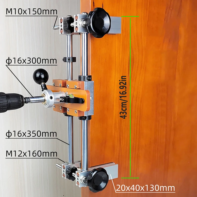 Wooden Door Lock Hole Opener Kit Lock Mortiser Door Fitting Kit w/3pcs Cutters & Accessories Door Slotter Mortising JigTools