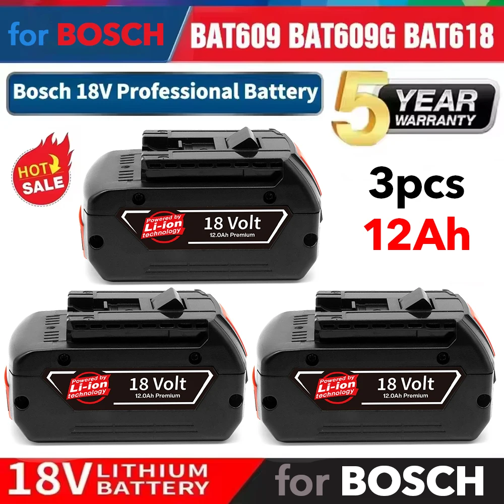 

NEW For BOSCH Authentic18V 12Ah LITHIUM-ION BATTERY GBA 18V 12Ah 18V ProfessionalGBA GSR GSB BAT618 BAT609 w/Fuel Guage