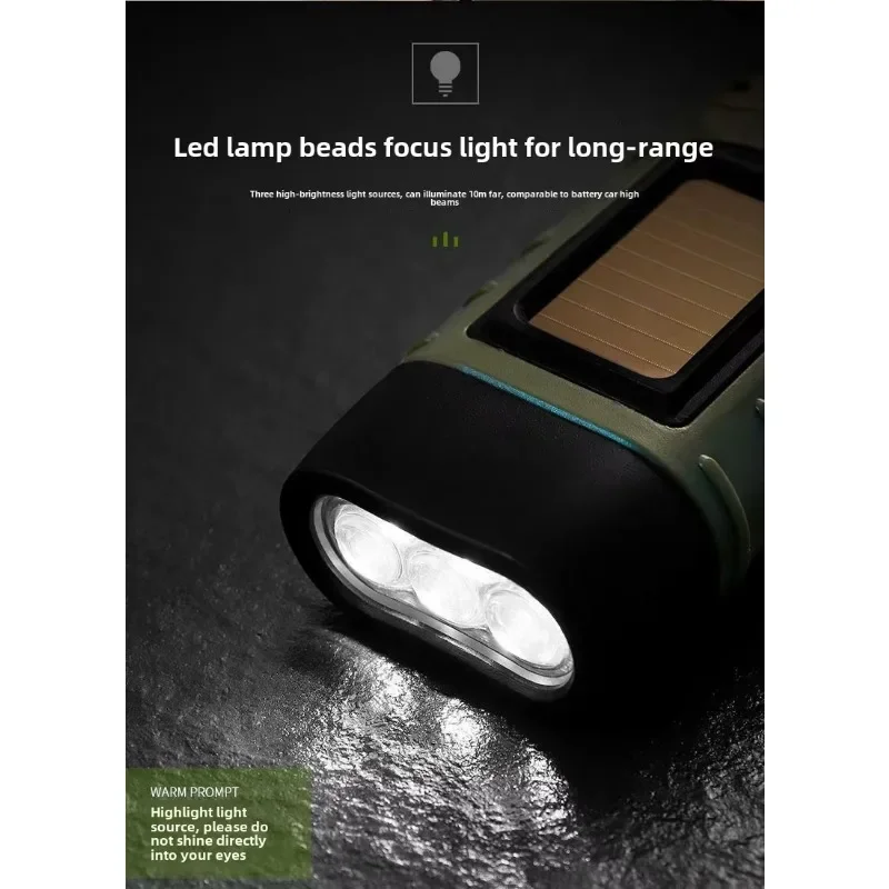 

Ручной фонарик на солнечной энергии, многофункциональный источник питания для кемпинга, аварийное светодиодное аварийное освещение, наружное освещение