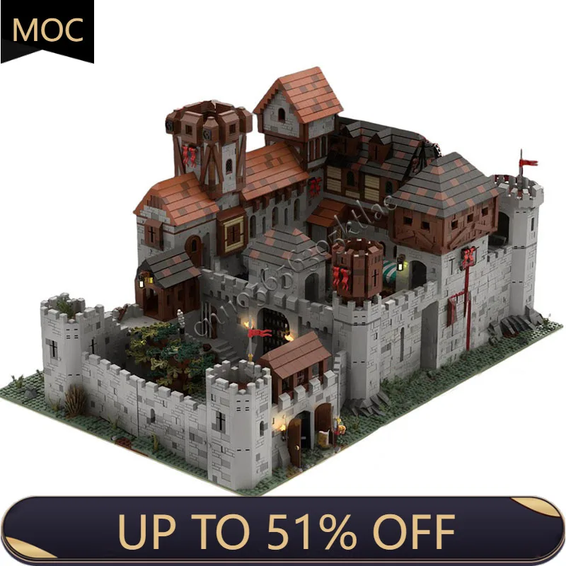 جديد 10546 قطعة القلعة القديمة في القرون الوسطى عرض الشارع اللبنات الأفكار الإبداعية ألعاب أطفال الجمعية التعليمية هدية عيد ميلاد