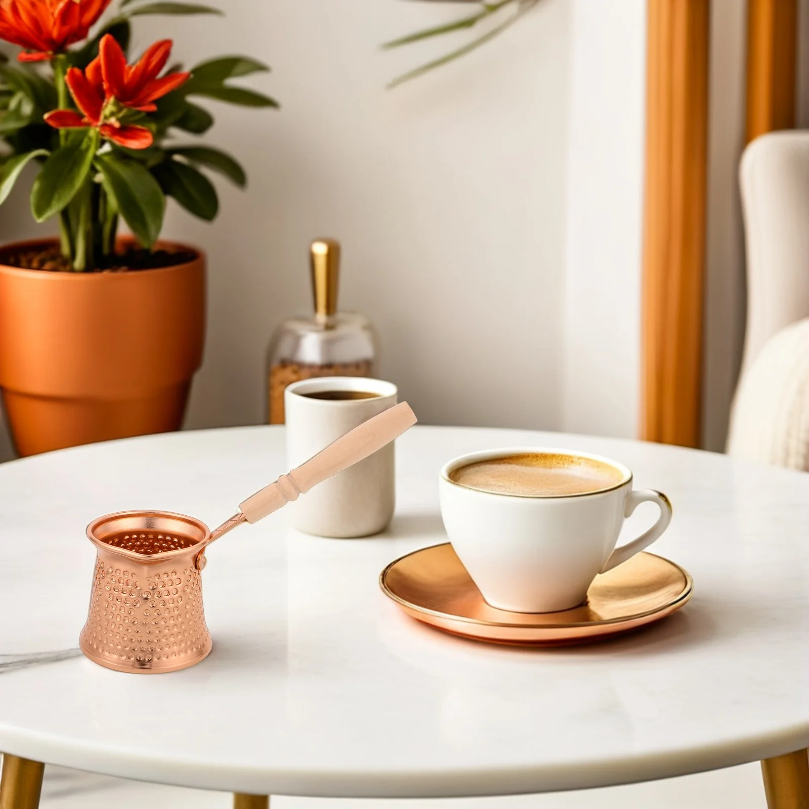 

350Ml Turkish Coffee Pot Cezve Vintage Stovetop Metal Beverage Pot For Turkish Greek Arabic Coffee Maker Small Espresso Kettle