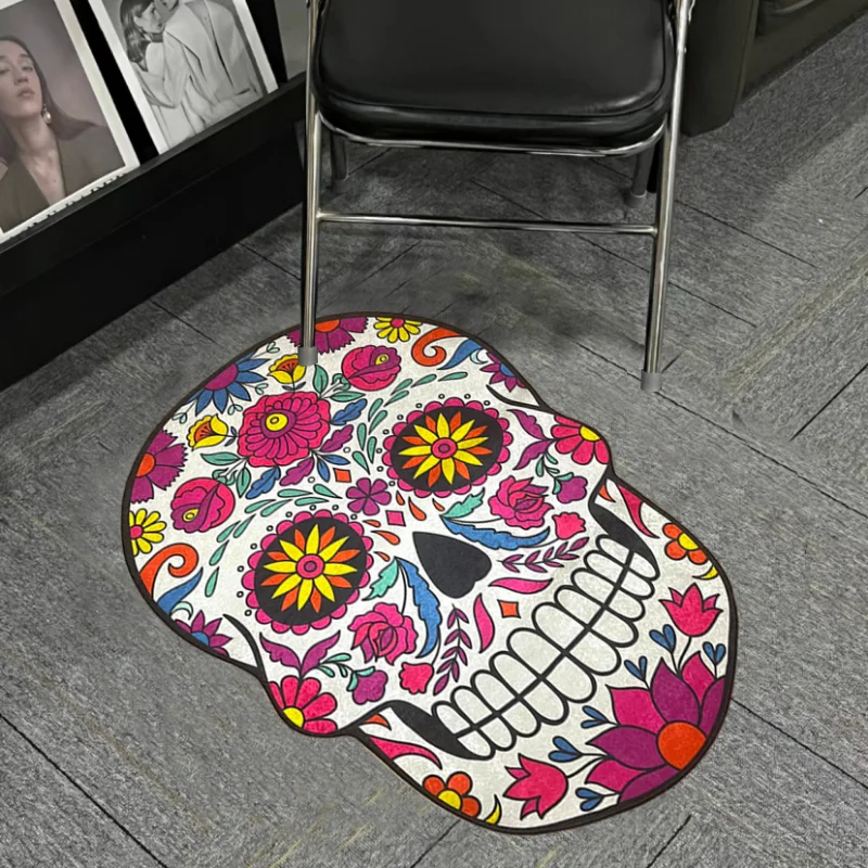 Skull Flower Rug Art Creative Design Carpet Comfortable Refreshing Bedroom Rugs Does Not Fall Fluff Living Room Decor Carpets IG