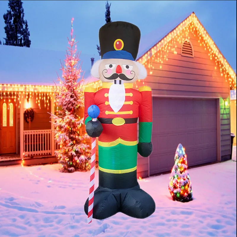 Giant Christmas Inflatable Nutcracker Soldier With Led Light Garden Inflatable Christmas Outdoor Decorations Xmas Party New Year