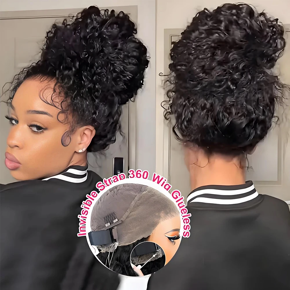 360 HD Full Lace Deep Wave Wigs Human Hair Preplucked 13x6 13x4 Lace Frontal Wig 180% 200% Density  Curly Glueless Human Hair Ready To Wear