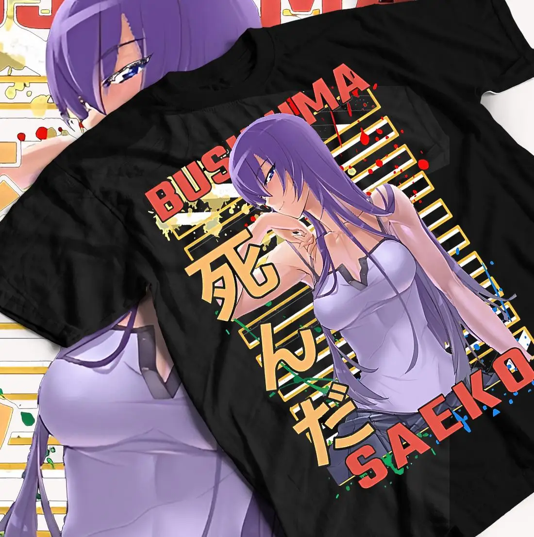 Camiseta de anime Death High School Saeko Busujima para mujer, camiseta de manga, top informal cómodo de algodón de verano para hombre y mujer