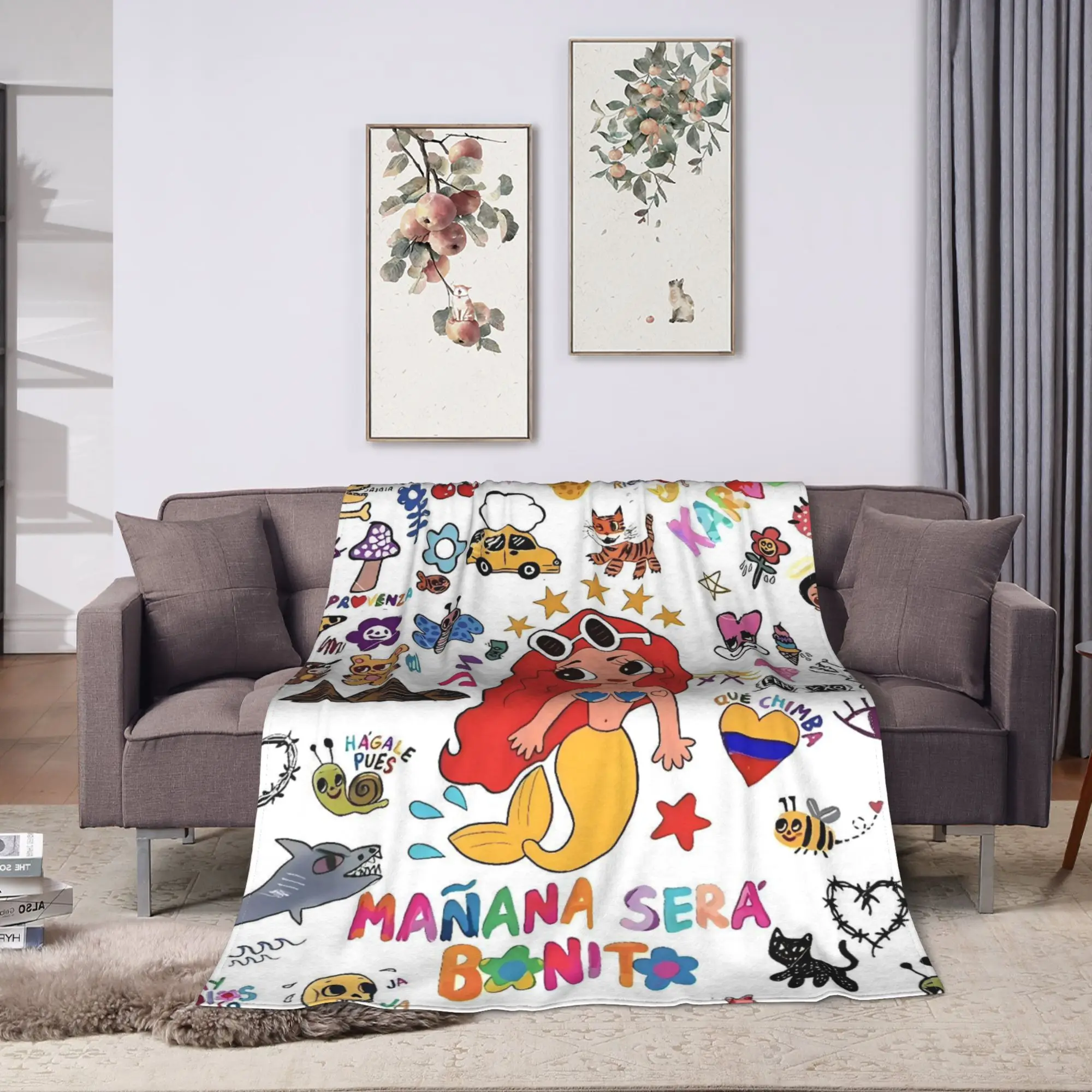 Manana Sera Bonito Karol G Flannel Blanket  Soft Warm Bedding Throws for Couch Chair Decorative Comfortable Bedspread Bed Cover