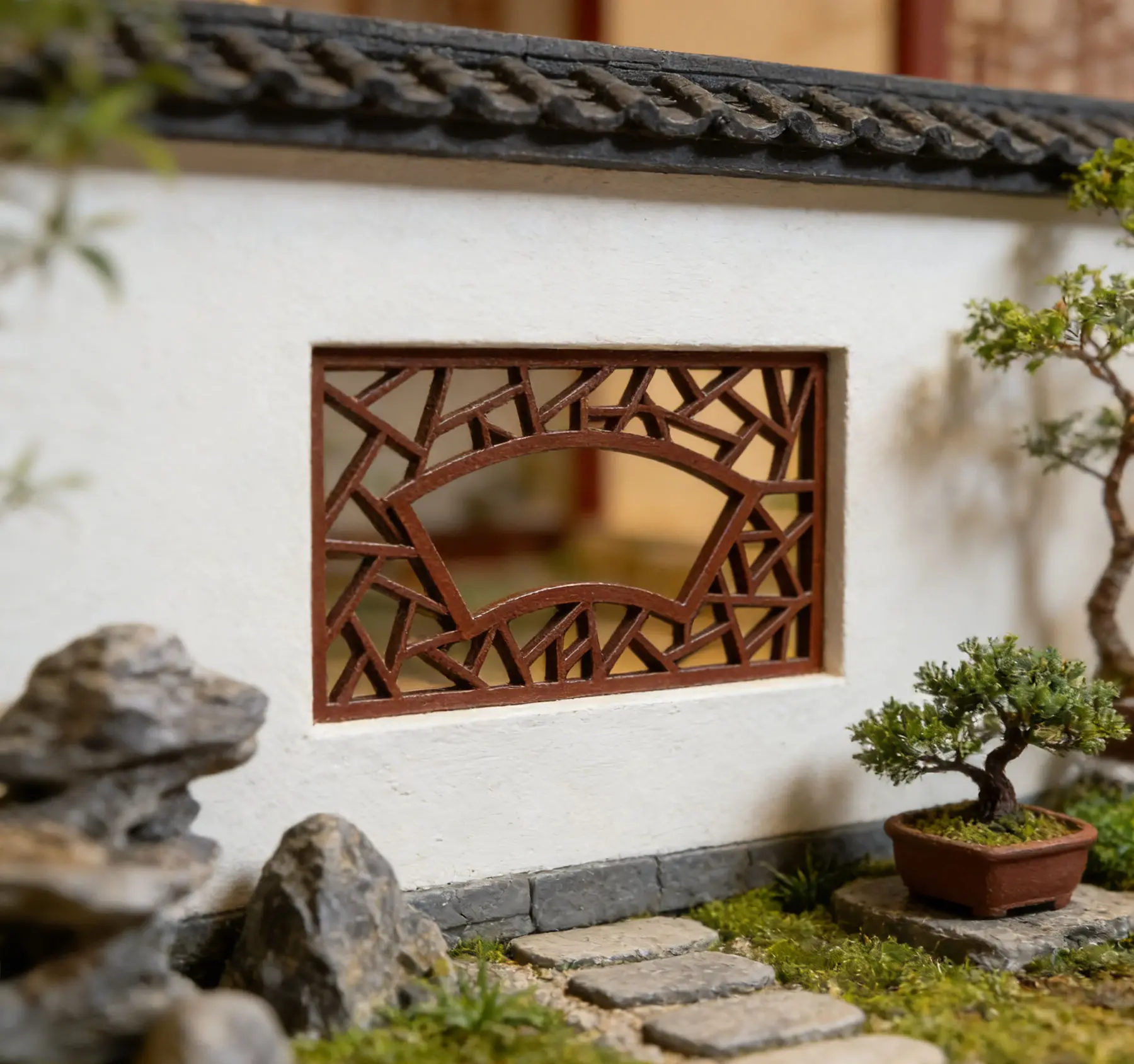 

1:12 Scale Chinese Style Hollow Window, Miniature Huizhou-style Lattice Window, DIY Dollhouse Accessory for Diorama Scene Decor