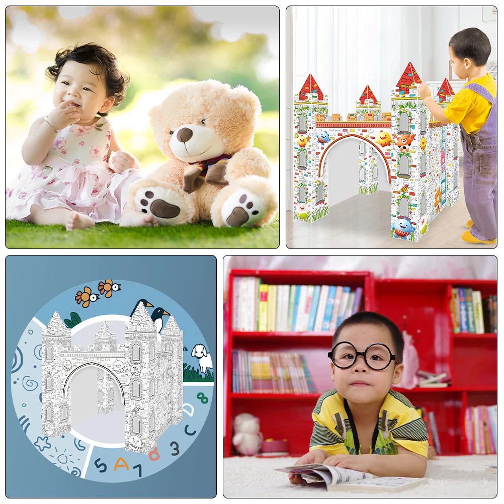 Graffiti Toy Colorizing 3D Castle Coloring Puzzle Cardboard Birthday DIY Drawing Child