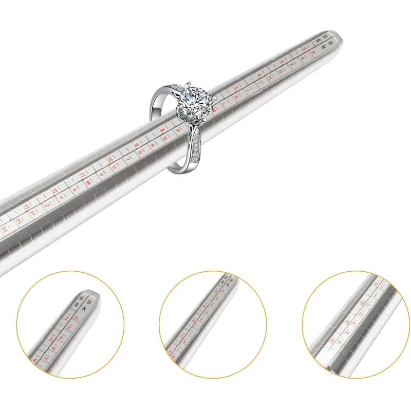UK Metal Ring Gauge Mandrel Finger Size Measuring Stick Sizer Tool for Jewelry DIY Craft Ring Sizing Supplies