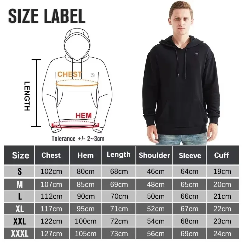 Women USB Heating Hoodies Men Vintage Gothic Heated Jacket Long Sleeve Streetwear Loose Coats Harajuku Sweatshirts view 5