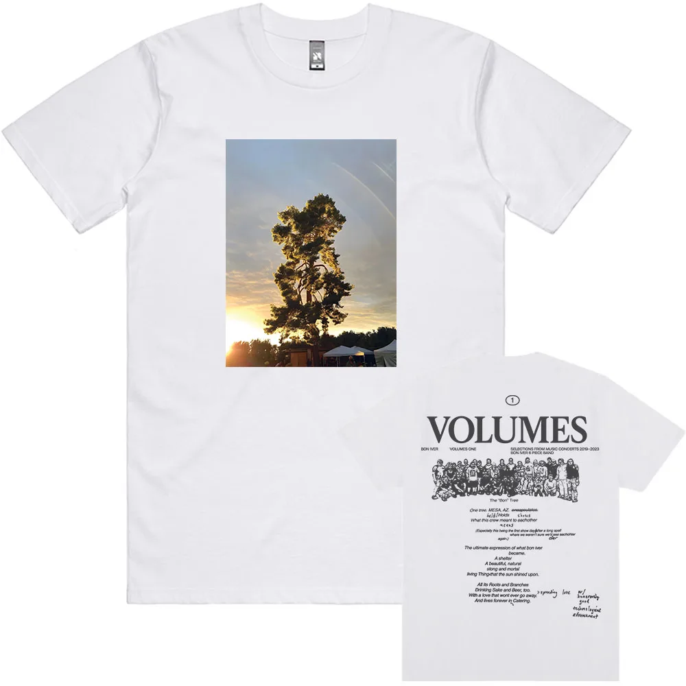 VOLUMES Tree Tee Fashion Design Bon Iver Band T-shirt Summer Unisex Short Sleeve Merch Clothing O-neck Casual Men Women Tshirts