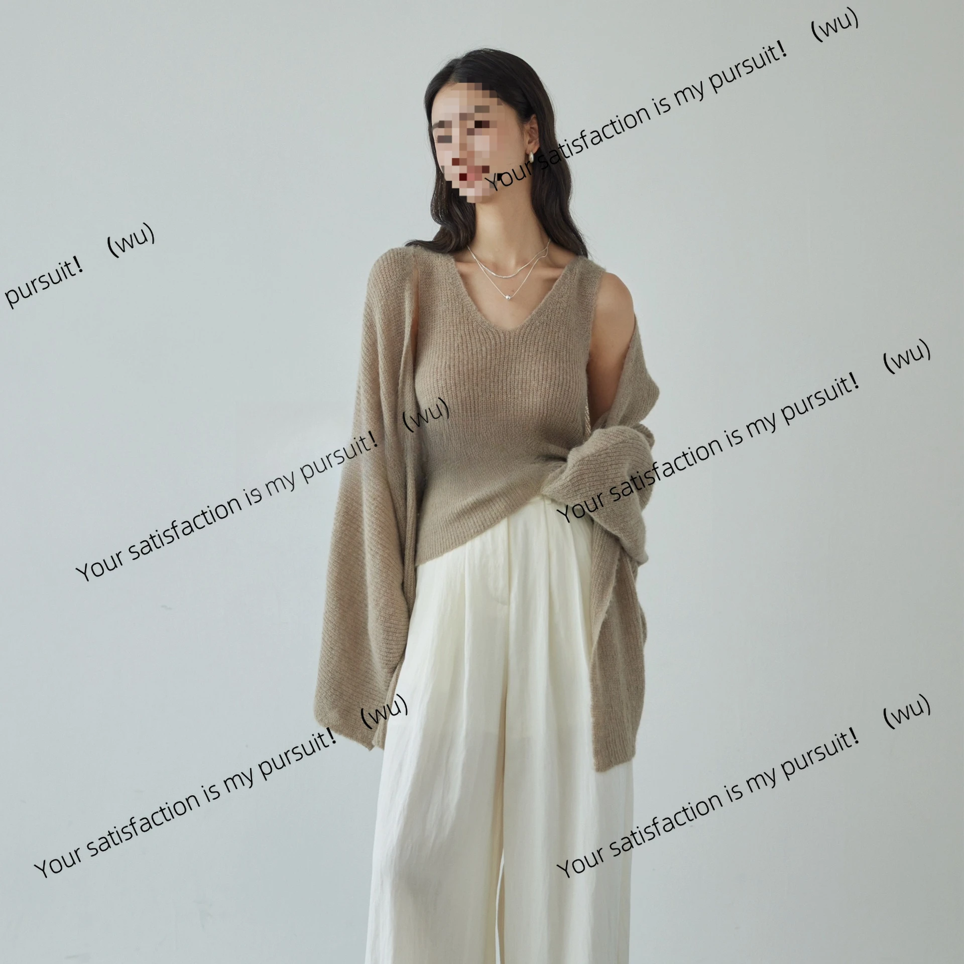 

ZOCI-Женский вязаный свитер, тонкое пальто премиум-класса, абрикосовая пудра, только пальто