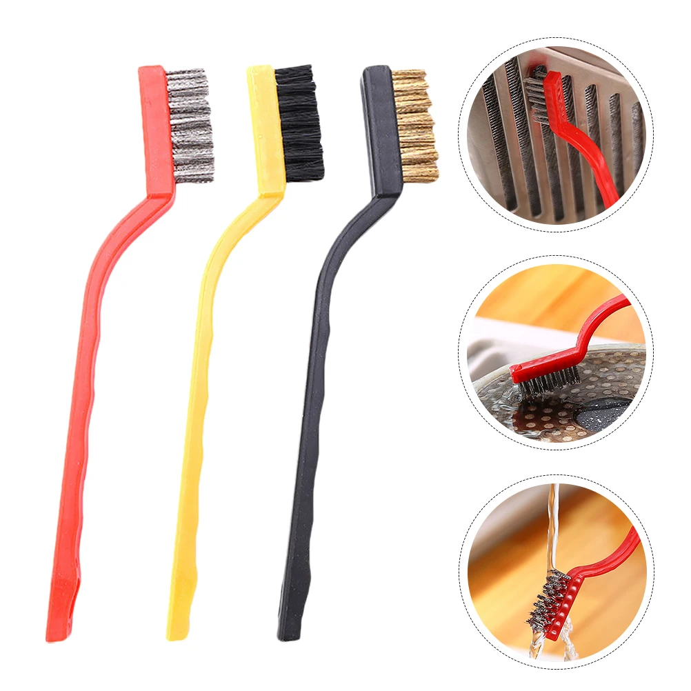 

3 Pcs Wire Brush Cleaning Rust Dust Removal Mini Brushes Industrial Use Stainless H Narrow Spaces