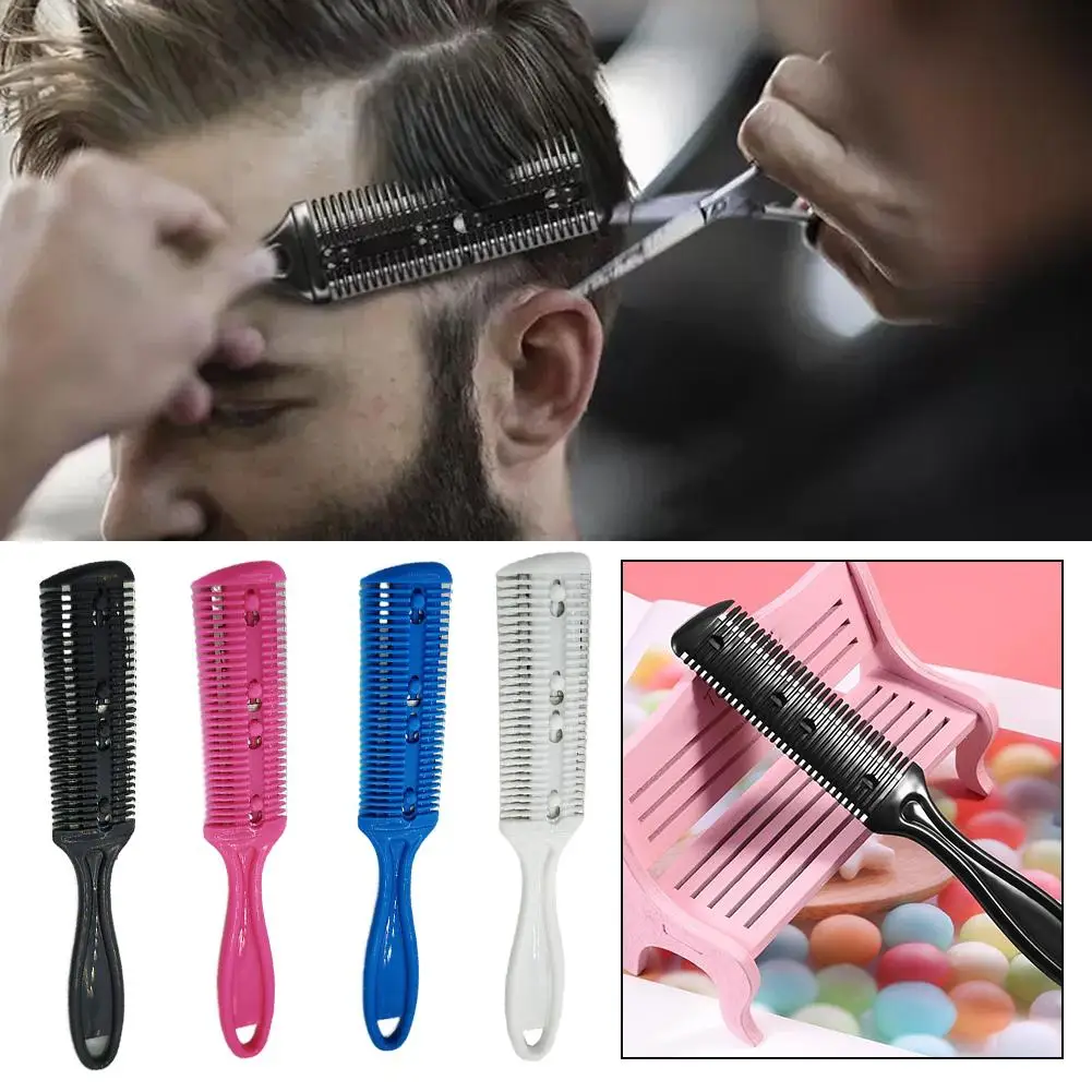 Barber Hair Cutting Comb with Razor Blades Thinning Hair Trimmer Styling Tool Haircut Brush Shaving Comb for Professional Haircu